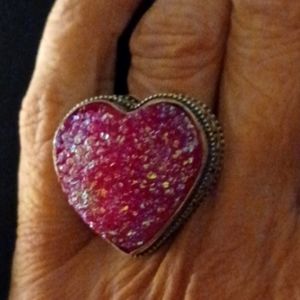 Valentine special!Pink titanium druzy ring! Sz6!❤️